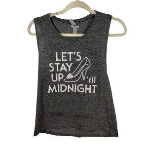 Disney Womens M Cinderella Lets Stay Up Til Midnight Sleeveless Muscle Tank Top